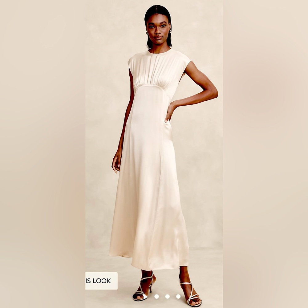 Banana republic beige silk maxi dress NWT